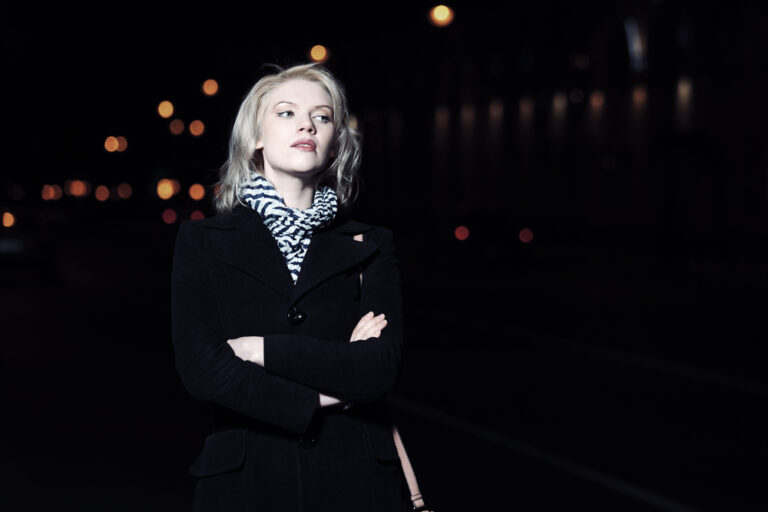 Young,Woman,On,The,Night,City,Street