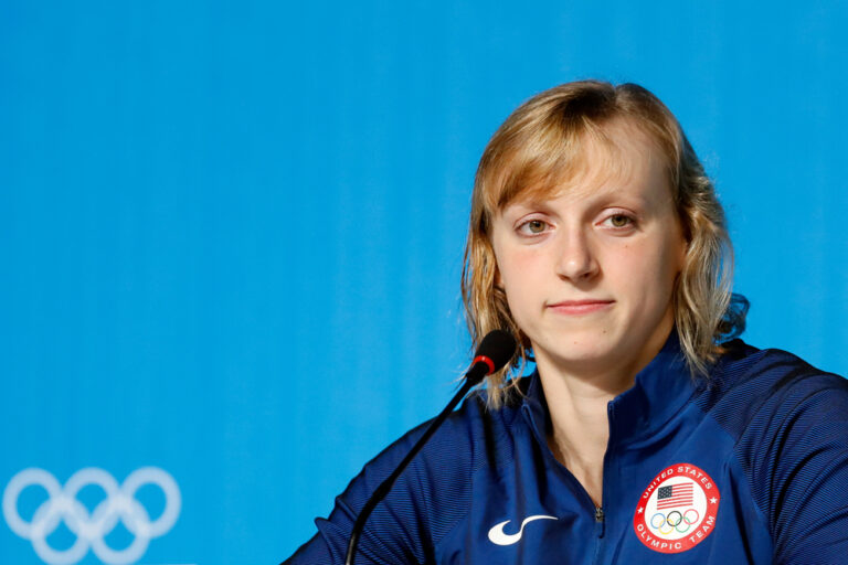 Rio,De,Janeiro,,Brazil,08/03/2016:,Katie,Ledecky,Talks,Rio,2016