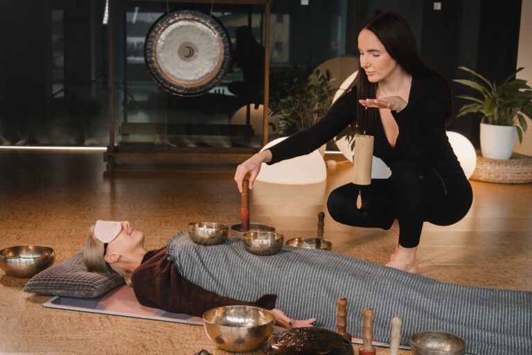 A,Young,Beautiful,Woman,Is,Doing,A,Massage,With,Singing